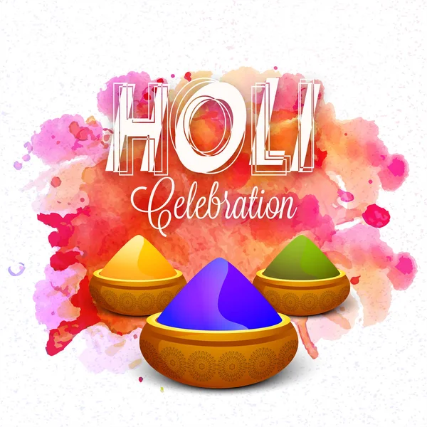 Indiaas Kleurenfestival Happy Holi Concept Met Glanzende Droge Kleuren Gulal — Stockvector