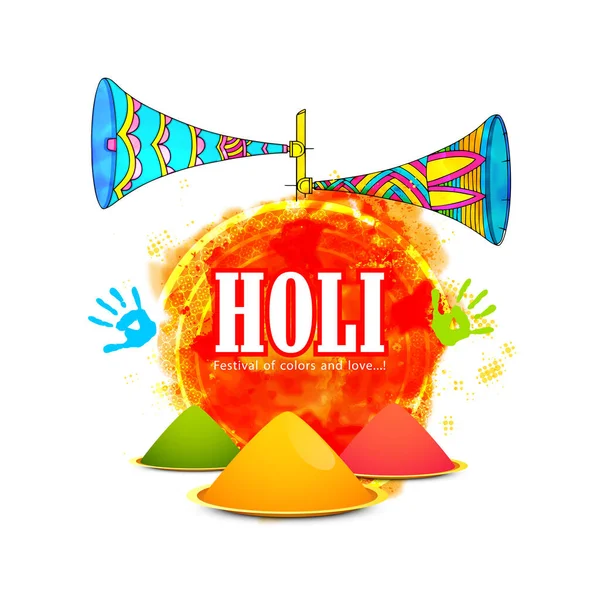 Indiaas Kleurenfestival Happy Holi Concept Met Glanzende Droge Kleuren Gulal — Stockvector