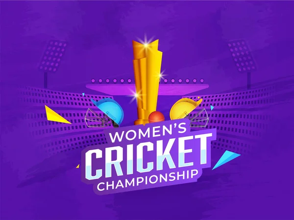 Etiqueta Estilo Feminino Cricket Championship Font Com Brilhante Troféu Cup —  Vetores de Stock