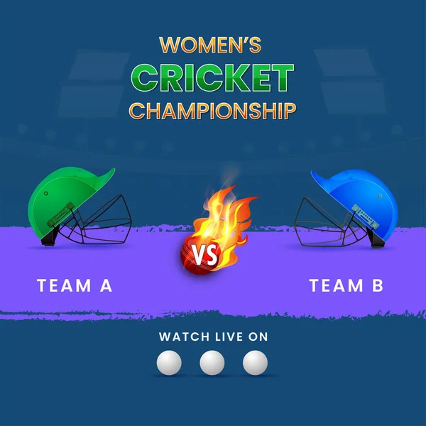 Campeonato Femenino Cricket Concepto Con Países Participantes Casco Del Equipo — Archivo Imágenes Vectoriales