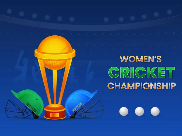 Conceito Campeonato Críquete Feminino Com Capacetes Países Participantes Copa Troféu —  Vetores de Stock