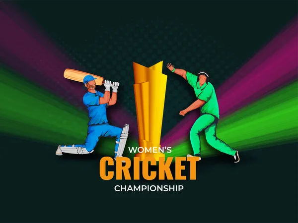 Women Cricket Match Között India Pakisztán Batter Player Bowler Játék — Stock Vector