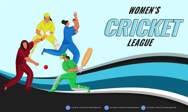Design Bandeira Liga Críquete Feminino Com Participantes Quatro Países Jogadores —  Vetores de Stock