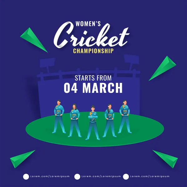 Concepto Campeonato Femenino Cricket Con India Equipo Femenino Cricketer Sobre — Vector de stock