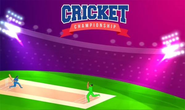 Hindistan Ile Pakistan Arasındaki Kriket Maçında Bayan Atıcı Stadyum Vizyonunda — Stok Vektör