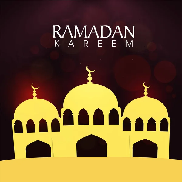 Ramadan Kareem Concept Met Gele Papieren Moskee Bokeh Achtergrond — Stockvector