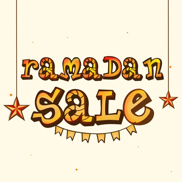 Advertising Poster Design Ramadan Sale Font Stars Hang Pastel Yellow — Vettoriale Stock