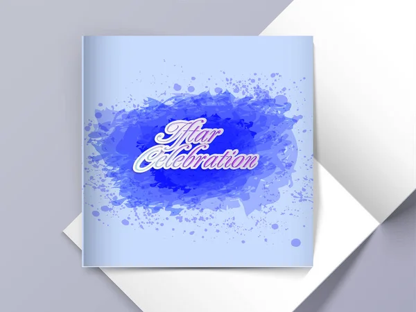 Iftar Celebration Groet Uitnodiging Kaart Met Plash Effect Blauwe Kleur — Stockvector