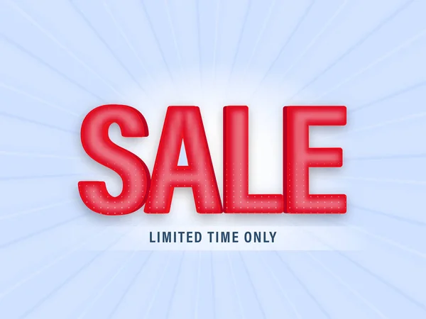 Red Sale Font Glossy Blue Rays Background Advertising Poster Banner — 스톡 벡터