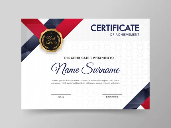 Certificate Achievement Template Label Badge Gray Background — стоковий вектор