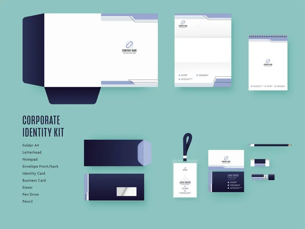 Presentatie Corporate Identity Kits Witte Blauwe Kleur Voor Het Bedrijfsleven — Stockvector