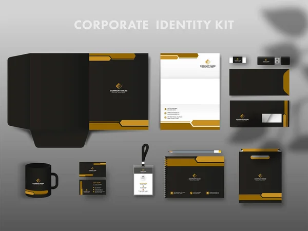 Presentation Corporate Identity Kit Folder Letterhead Double Side Envelope Visiting — 스톡 벡터
