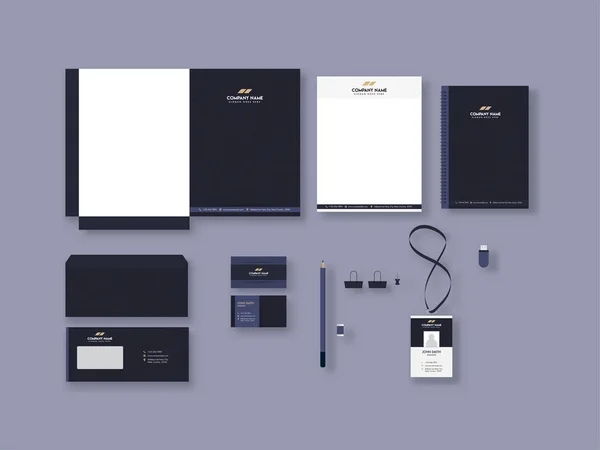Corporate Identity Kits Mit Folder Briefkopf Tagebuch Besuch Ausweis Beidseitigem — Stockvektor