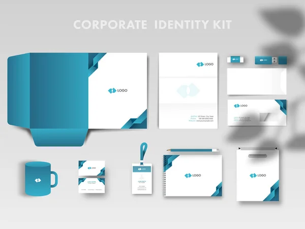 Corporate Identity Kit Als Ordner Briefpapier Beidseitiger Umschlag Besuch Ausweis — Stockvektor