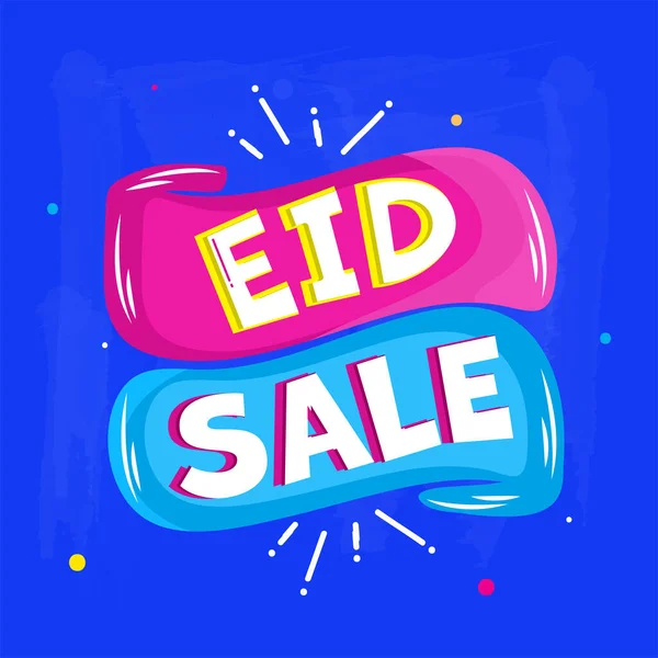 Eid Vendita Font Ribbon Contro Sfondo Blu Pubblicità — Vettoriale Stock