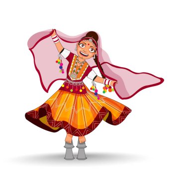 Rajasthani Genç Kız Geleneksel Giysilerle Gösteri Yapıyor.