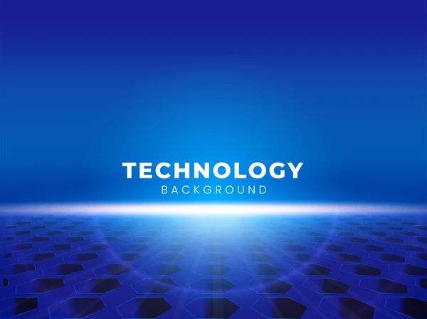 アブストラクトテクノロジー 3D六角形の床の青の背景 — ストックベクタ