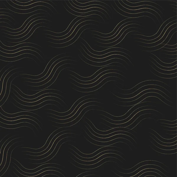 Abstrakte Verflochtene Wellige Linien Hintergrund Schwarz Und Goldener Farbe — Stockvektor
