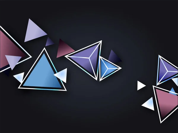 Éléments Géométriques Triangulaires Colorés Décorés Sur Fond Noir — Image vectorielle