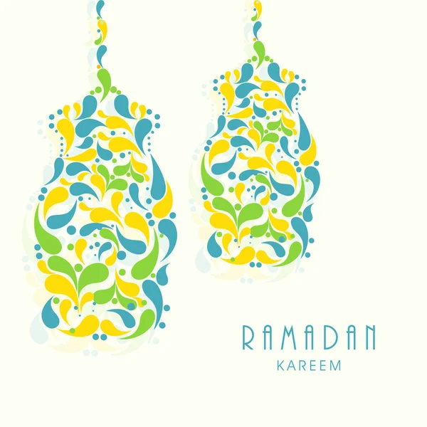 Ramadan Kareem Cartão Saudação Com Gotas Arco Formando Lanternas Árabes — Vetor de Stock