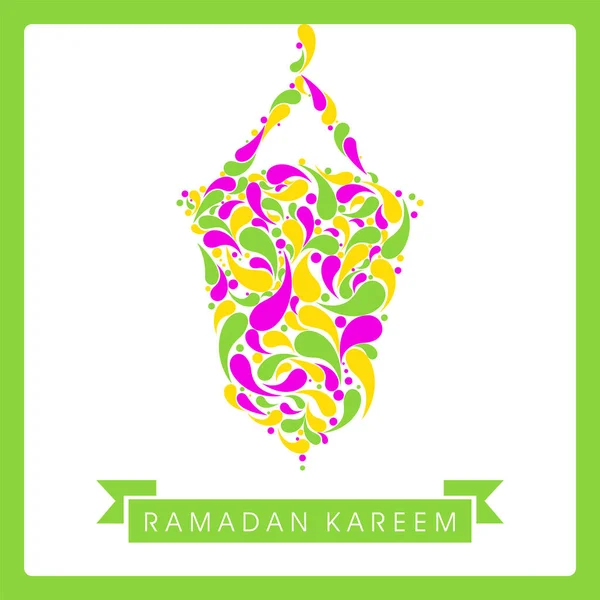 Tarjeta Felicitación Ramadan Kareem Con Gotas Arco Colores Que Forman — Archivo Imágenes Vectoriales