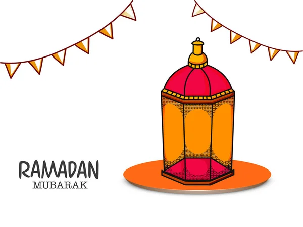 Ramadan Mubarak Koncept Med Arabiska Lykta Och Bunting Flaggor Dekorerade — Stock vektor