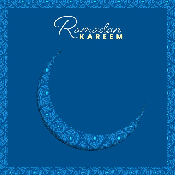 Carte Voeux Ramadan Kareem Paper Crescent Moon Sur Fond Bleu — Image vectorielle
