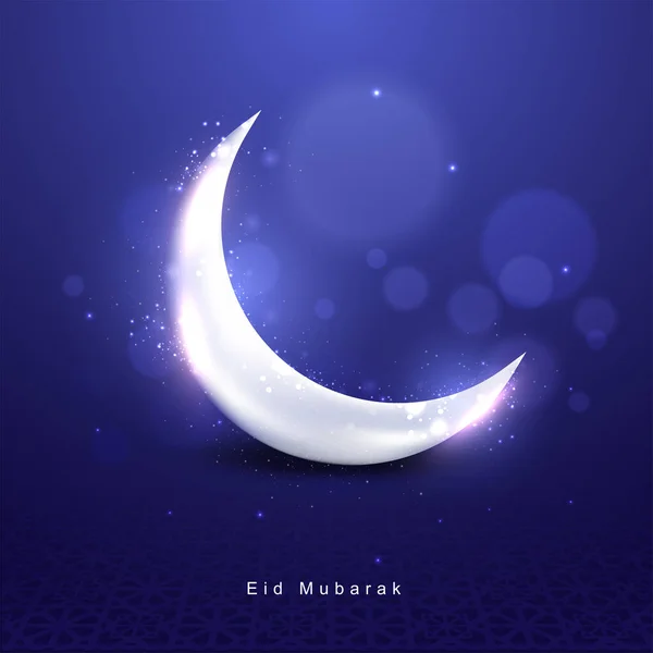 Eid Mubarak Celebration Concept Glowing Crescent Moon Lights Effect Blue — Stock Vector