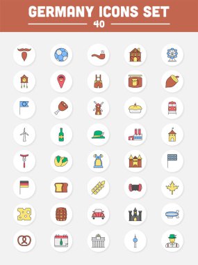 Almanya 'nın Renkli Simgeleri Düz Biçimli.