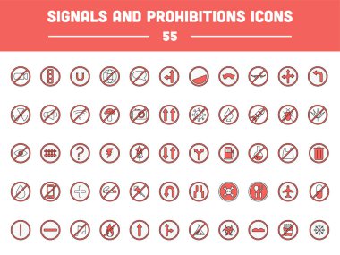 55 İşaret ve Yasaklama Çemberi Kırmızı Renkli Simge Ayarları.