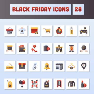 Kare Arkaplanda Siyah Cuma Renkli Simgeleri Ayarlandı.