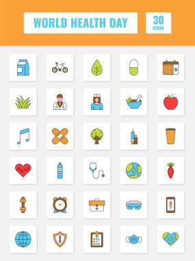 Renkli Dünya Sağlık Günü Meydanı Simgesi Düz Biçimli.