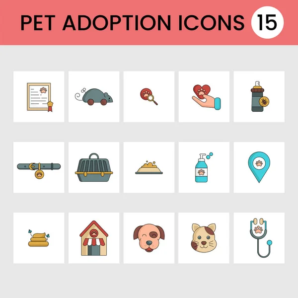 Colorful Pet Adoption Icon White Square Background — Stock Vector