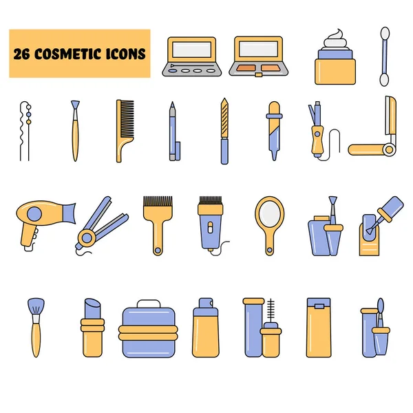 Orange Blue Color Set Cosmetic Icons Flat Style — Image vectorielle