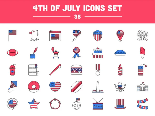 Usa Flag Color Icon Set 4Th July Flat Icon Symbol — Stock Vector