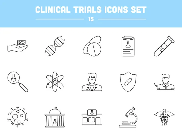 Black Stroke Illustration Clinical Trials Icon Set — Archivo Imágenes Vectoriales