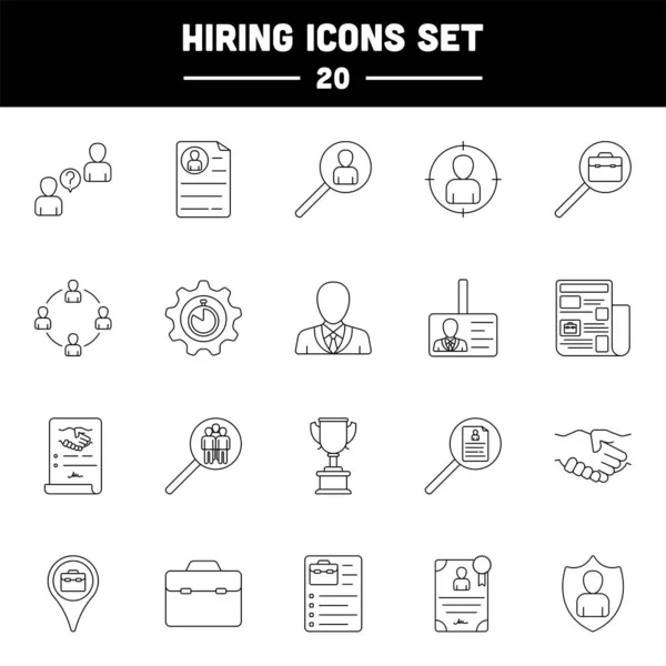 Hiring Icon Set Black Thin Line Art — стоковый вектор