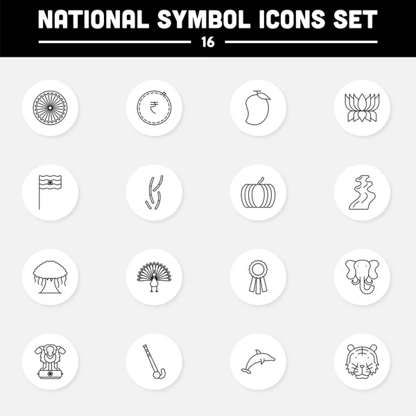 Indian National Symbol Icon Black Linear Style — ストックベクタ