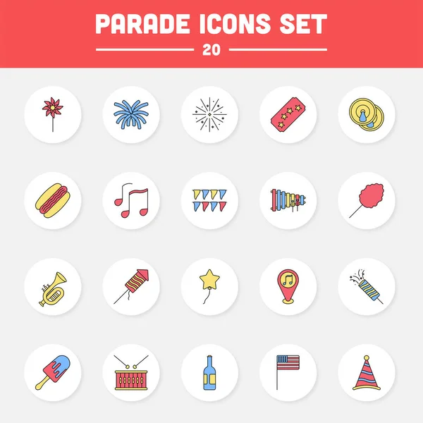 Colorful Parade Icon Symbols Circle Background — Archivo Imágenes Vectoriales