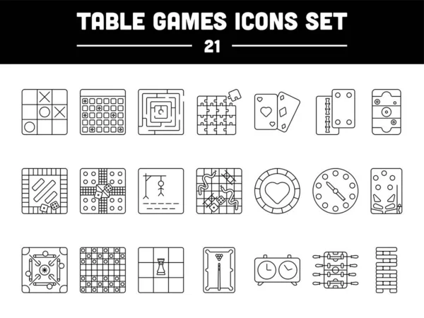 Table Games Black Stroke Icon Symbol Set — ストックベクタ