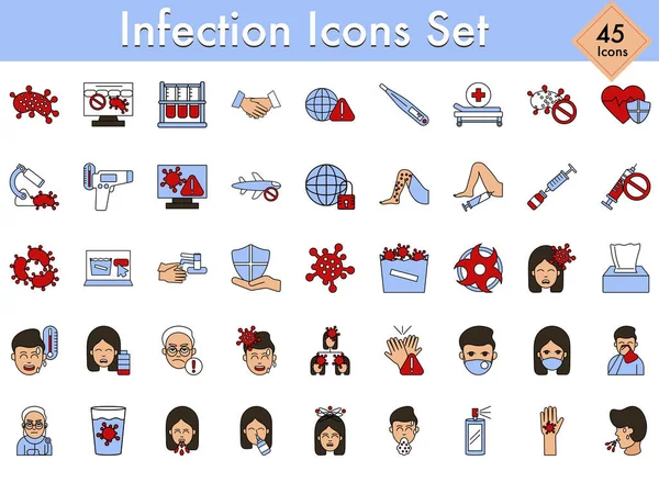Colorido Conjunto Iconos Infección Estilo Plano — Archivo Imágenes Vectoriales