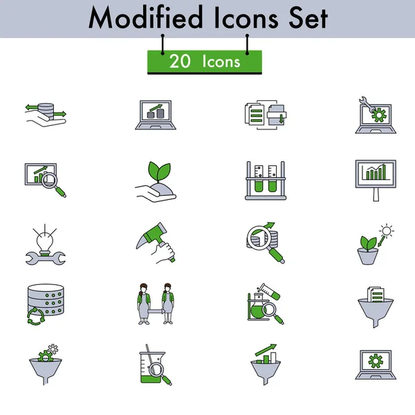 Conjunto Azul Verde Icono Plano Modificado Símbolo — Archivo Imágenes Vectoriales