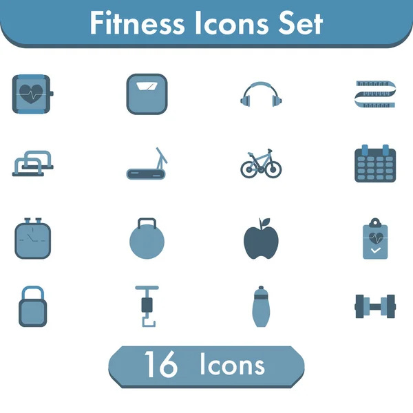 Blue Fitness Equipment Push Icon Set — Vector de stock
