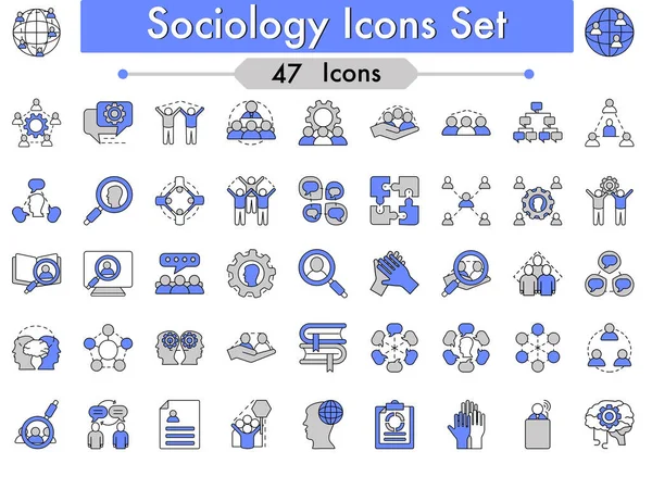 Блакитний Білий Набір Соціології Плоскі Ікони — стоковий вектор