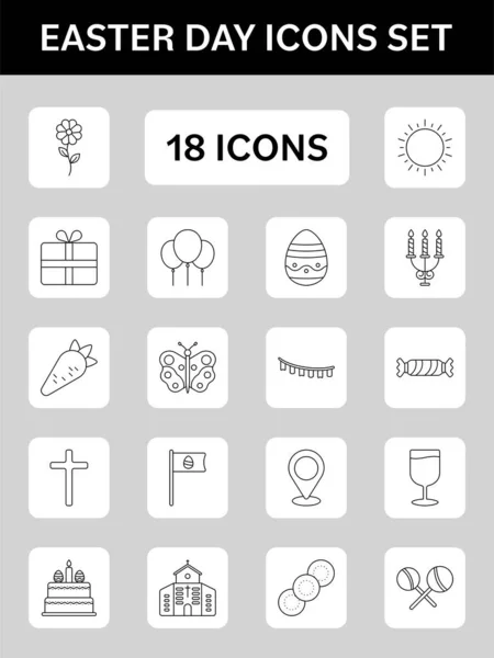 Illustration Jour Pâques Black Stroke Icon Set — Image vectorielle