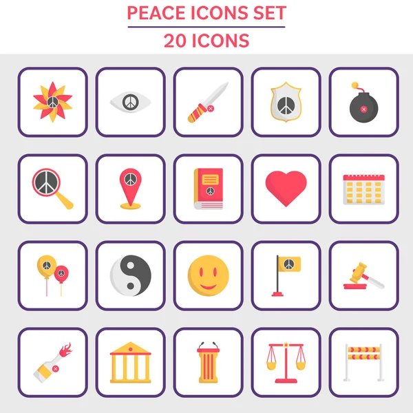 Set Colorful Peace Icon Symbol Sqaure Background — ストックベクタ