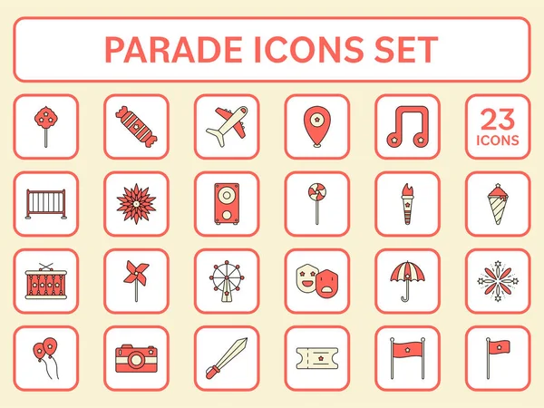 Red Yellow Color Set Parade Square Icons — Vector de stock