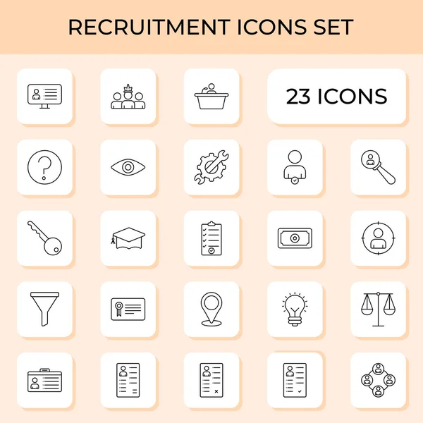 Black Outline Recruitment Icon Set White Square Background — Image vectorielle