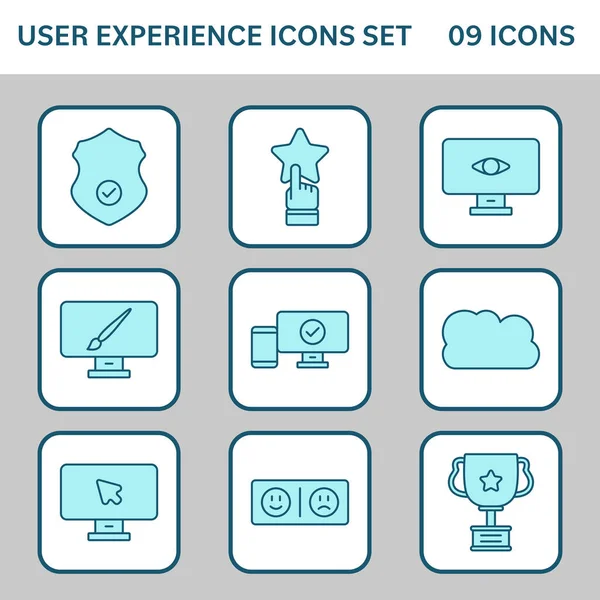 Turquoise User Experience Icon Set White Grey Square Background — Archivo Imágenes Vectoriales