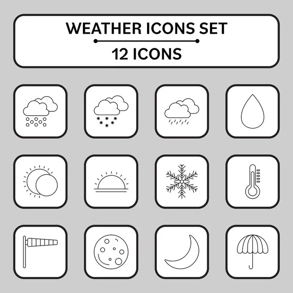 Weather Linear Icon Set White Grey Square Background — ストックベクタ